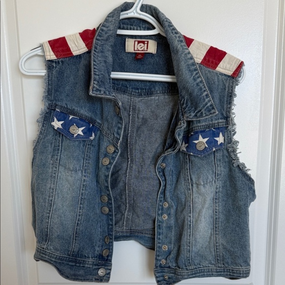 LEI Vintage American Flag Vest Size XL
